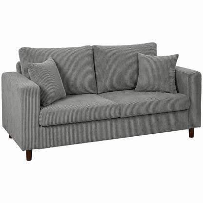 Loveseat Sofa with Wide Seat, Corduroy Upholstered, Light Grey