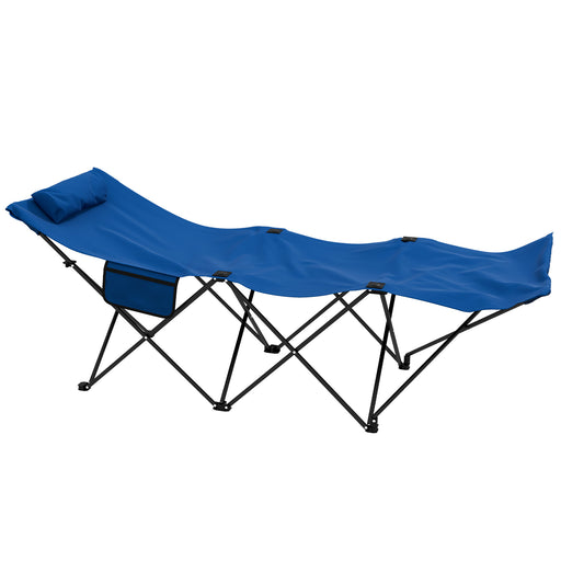 Foldable Sun Lounger, Outdoor Tanning Sun Lounger Chair with Side Pocket, Headrest, Oxford Seat, for Beach, Yard, Patio, Blue