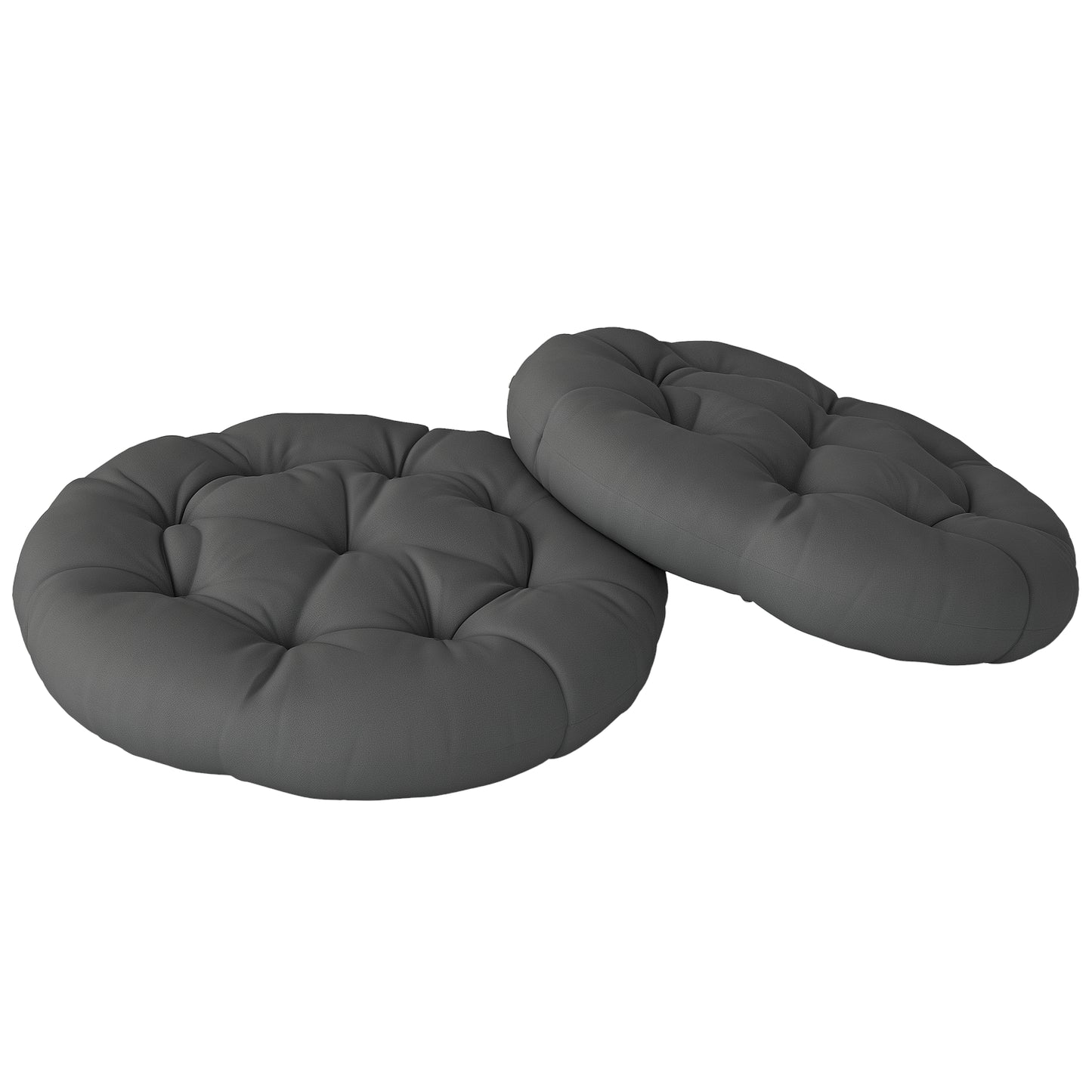 Outdoor Seat Cushions Set of 2, Tufted Round Chair Pads, Dark Grey