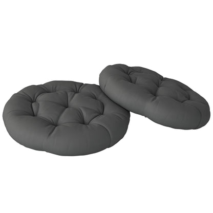Outdoor Seat Cushions Set of 2, Tufted Round Chair Pads, Dark Grey