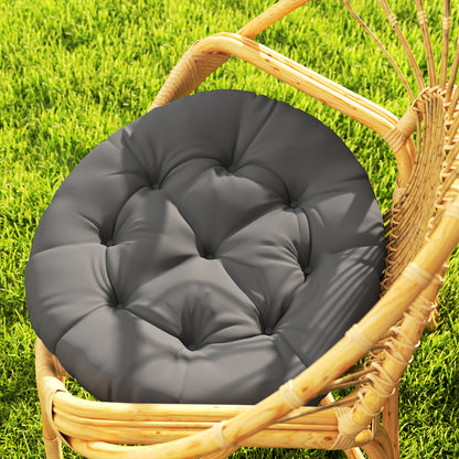 Outdoor Seat Cushions Set of 2, Tufted Round Chair Pads, Dark Grey