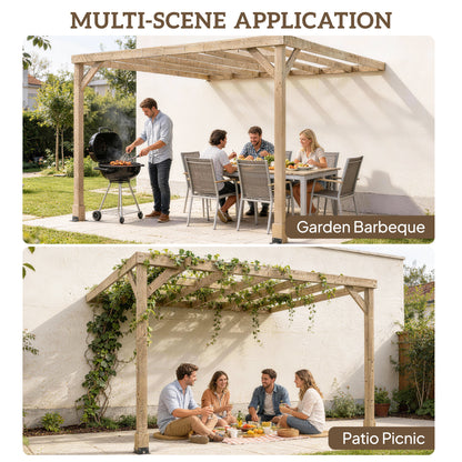 Lean-To Wooden Pergola Kit, Grape Trellis with Stable Structure