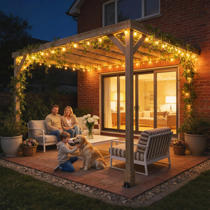 Lean-To Wooden Pergola Kit, Grape Trellis with Stable Structure