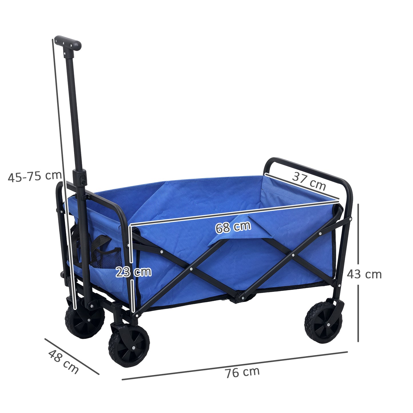 62L Festival Trolley, 120kg Heavy Duty Folding Trolley Cart, Blue
