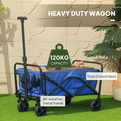 62L Festival Trolley, 120kg Heavy Duty Folding Trolley Cart, Blue
