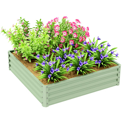 Raised Garden Bed Metal Patio Backyard Flower Planter, Light Green