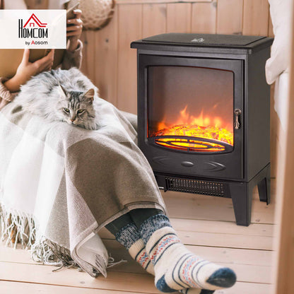Electric Fireplace Freestanding w/Realistic Flame Effect, Black
