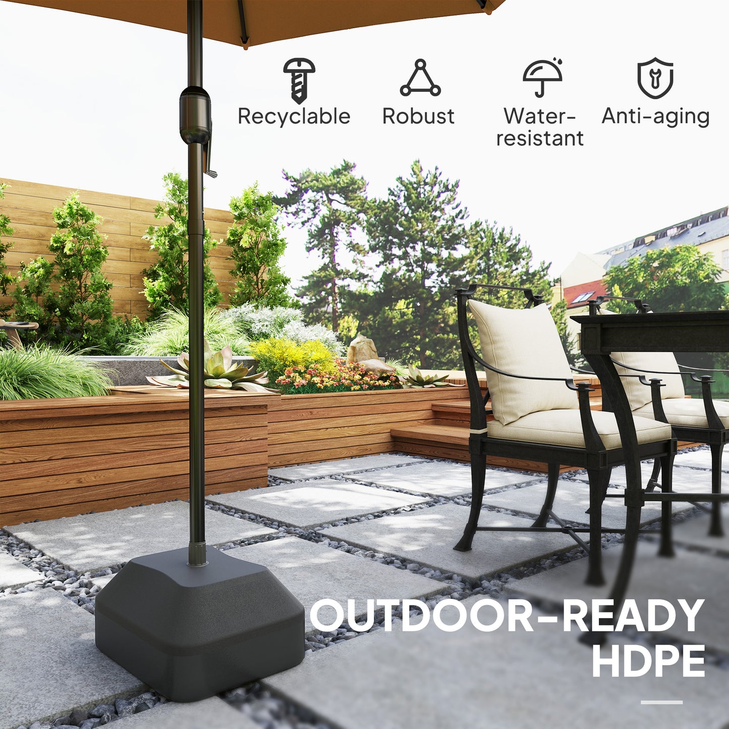 Fillable Parasol Base, Sun Umbrella Base for Deck Poolside, Black