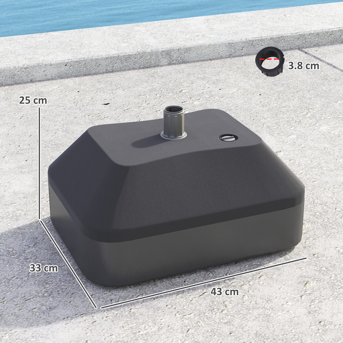 Fillable Parasol Base, Sun Umbrella Base for Deck Poolside, Black