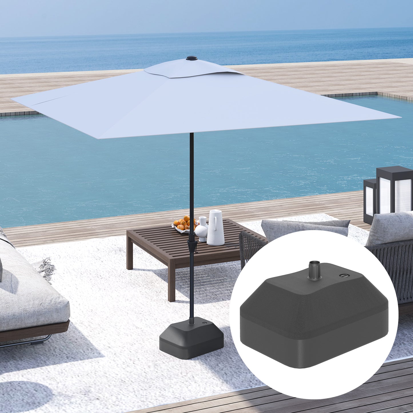 Fillable Parasol Base, Sun Umbrella Base for Deck Poolside, Black