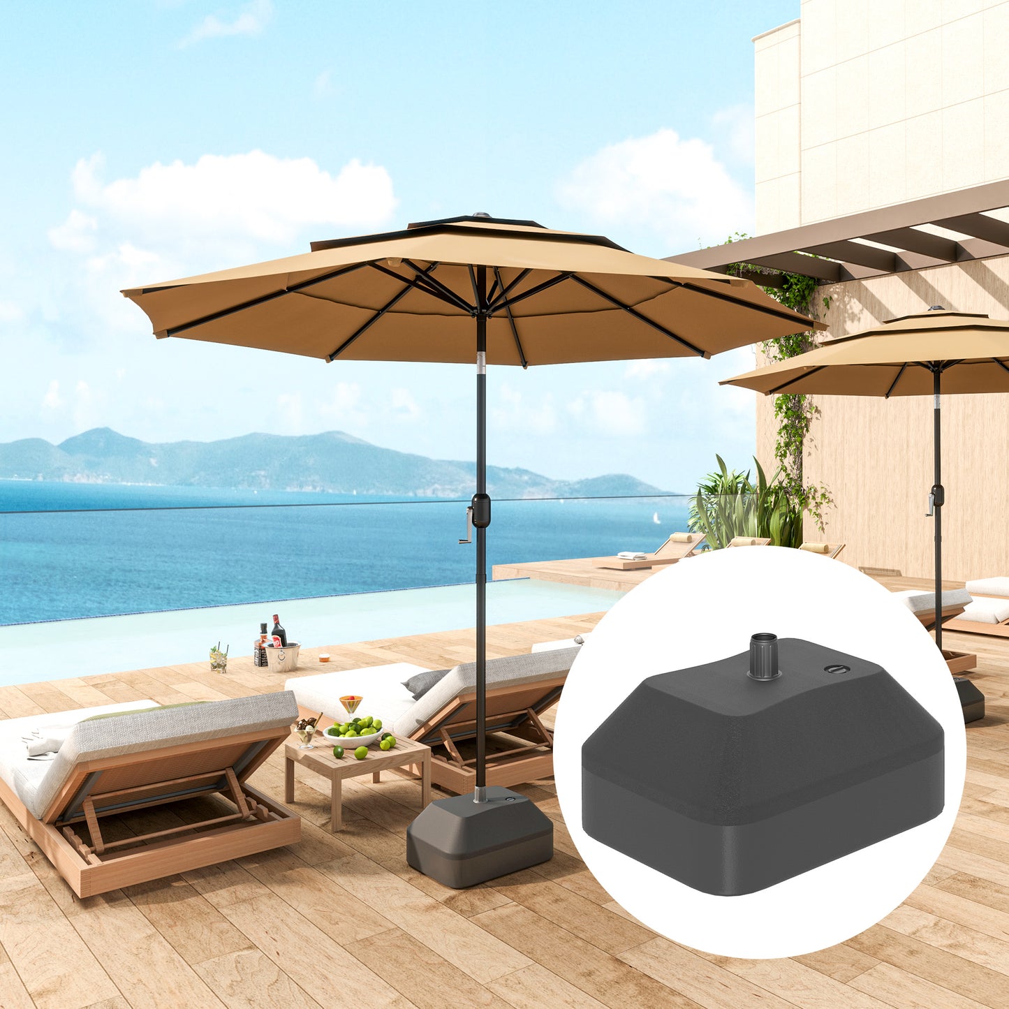 Fillable Parasol Base, Sun Umbrella Base for Deck Poolside, Black