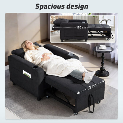 3-in-1 Sofa Bed, Convertible Sleeper Chair with Adjustable Backrest