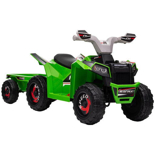 Electric Quad Bike, 6V Kids Ride-On ATV with Back Trailer - Green