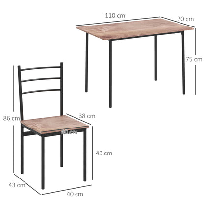 5 Piece Dining Table and Chairs Set, Space Saving, Brown and Black