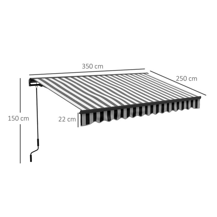 3.5 x 2.5m Aluminium Frame Electric Awning, Retractable Awning Sun Canopies for Patio Door Window, Grey and White