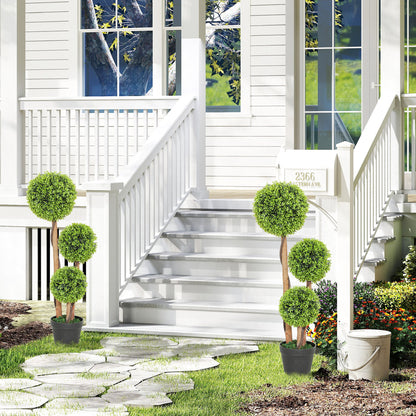 Artificial Plants Boxwood Ball Topiary Trees Set of 2 Indoor Outdoor