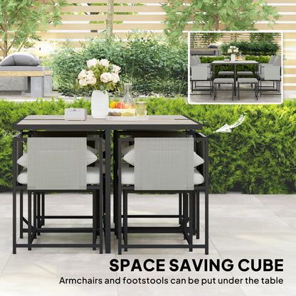 8 Seater Garden Dining Set, Cube Garden Furniture with Cushions