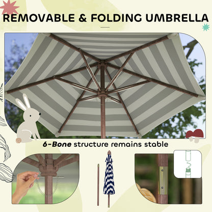 Kids Picnic Table, Wooden Kids Garden Furniture with Umbrella