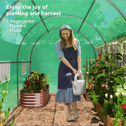 Polytunnel Greenhouse with PE Cover, Galvanised Steel Frame, Green