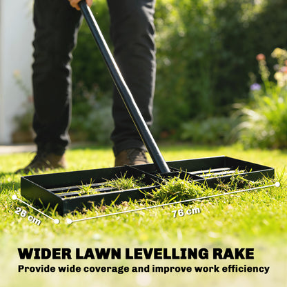 76 x 26 cm Lawn Levelling Rake with 169 cm Handle