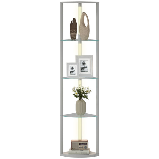 LED Floor Lamp with Shelves, Dimmable Standing Lamp with Foot Switch