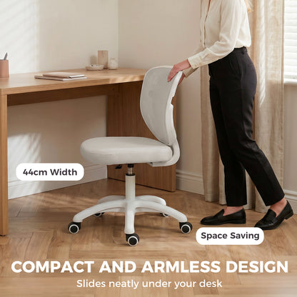 Ergonomic Office Chair, Armless Computer Desk Chair with Breathable Mesh Back, Padded Seat and Swivel Wheels, Adjustable Height for Home Office Study Bedroom, Grey