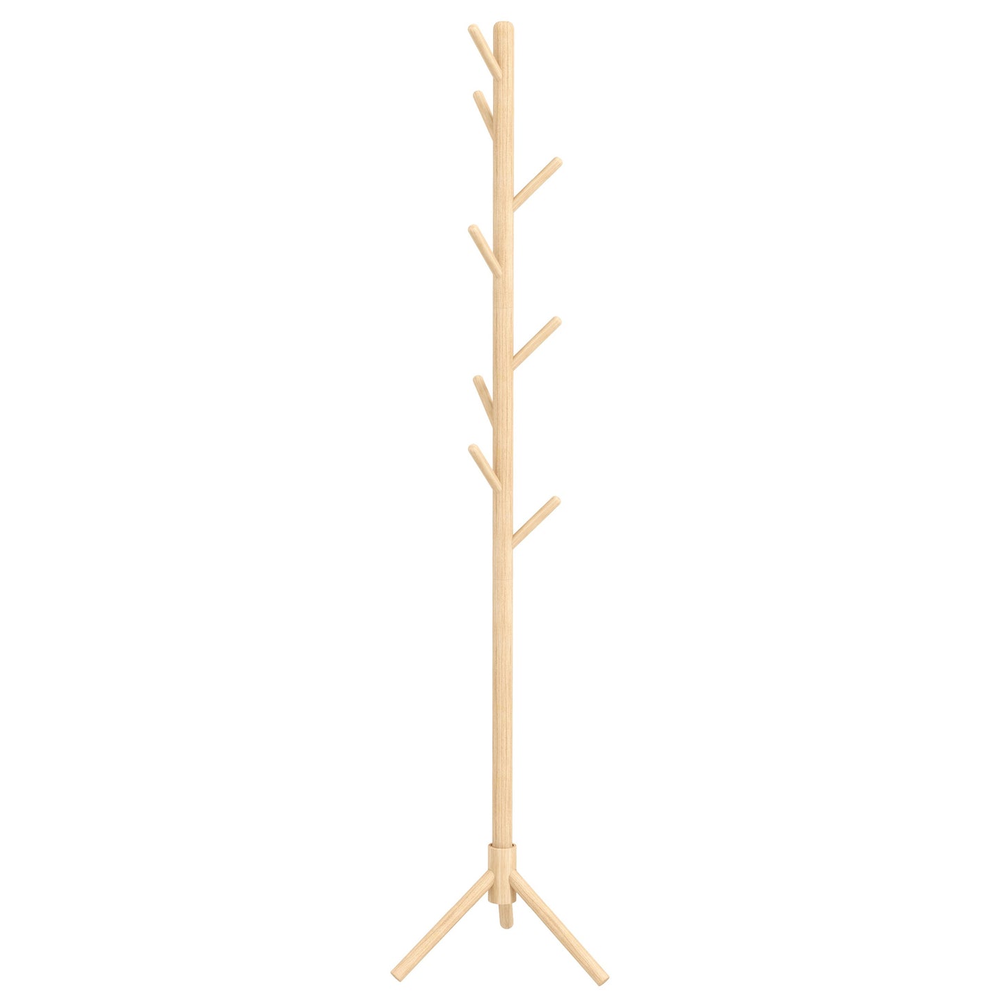 Coat Rack Bamboo Coat Stand with 8 Hooks for Handbags, Natural