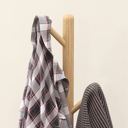 Coat Rack Bamboo Coat Stand with 8 Hooks for Handbags, Natural