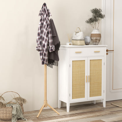 Coat Rack Bamboo Coat Stand with 8 Hooks for Handbags, Natural