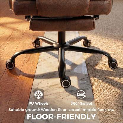 Big and Tall Office Chair with Lumbar Support, Dark Brown