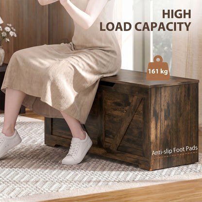 Storage Trunk for Living Room with Safety Hinges, 100cm, Rustic Brown