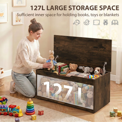 Storage Trunk for Living Room with Safety Hinges, 100cm, Rustic Brown