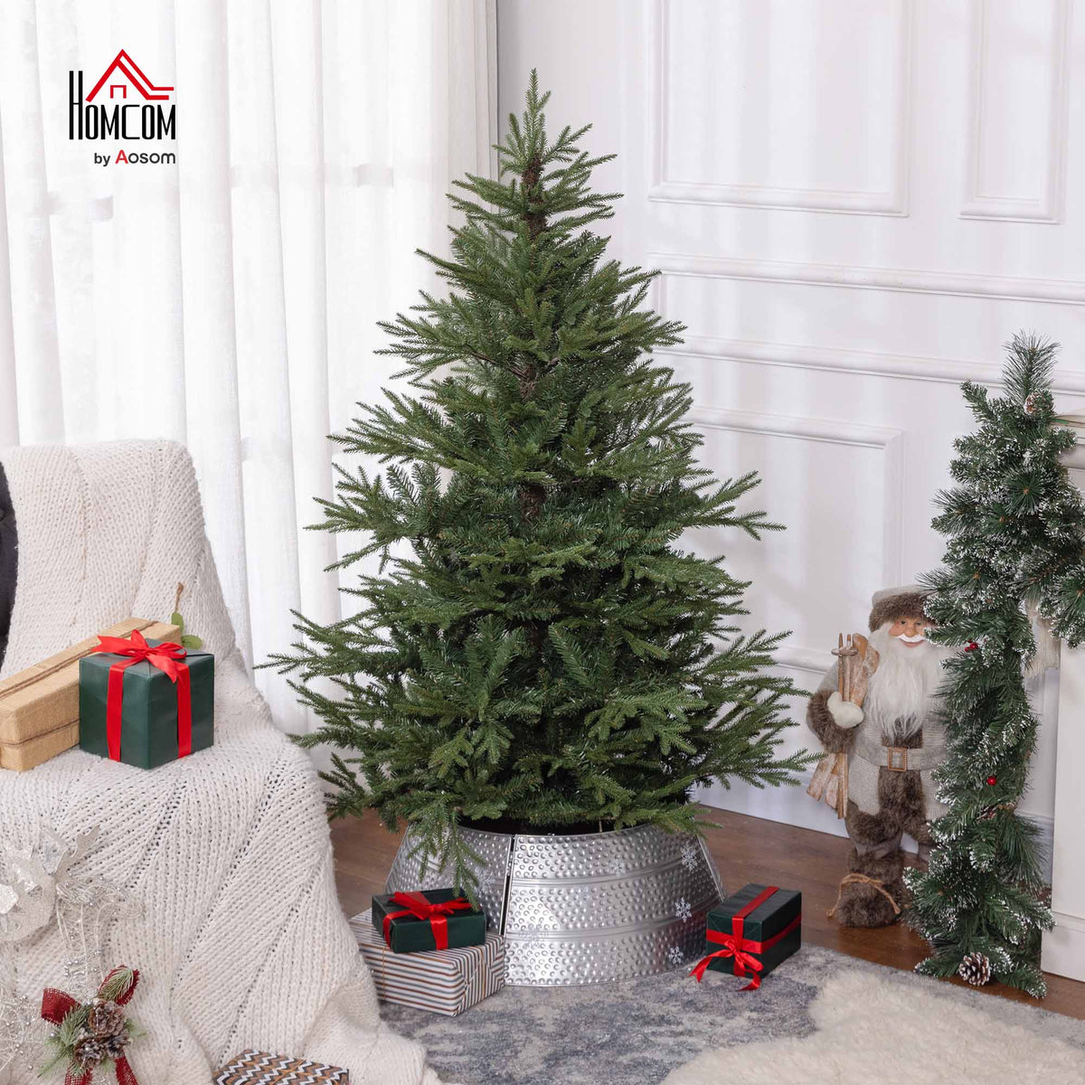 5 Foot Artificial Christmas Tree with Realistic Hinged Branches, Green