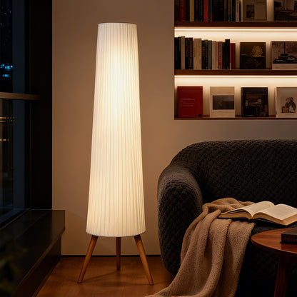 Dimmable Standing Lamp, Nordic Tripod Floor Lamp with Wood Legs