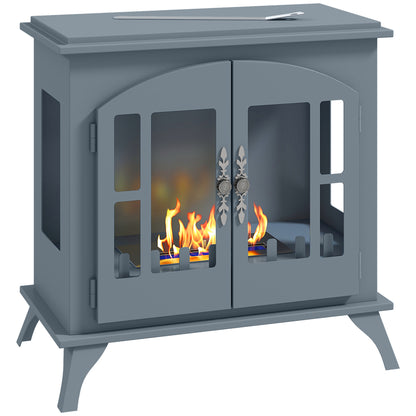 Ethanol Fireplace Stove Freestanding Bioethanol Fire, 0.9L Tank Grey