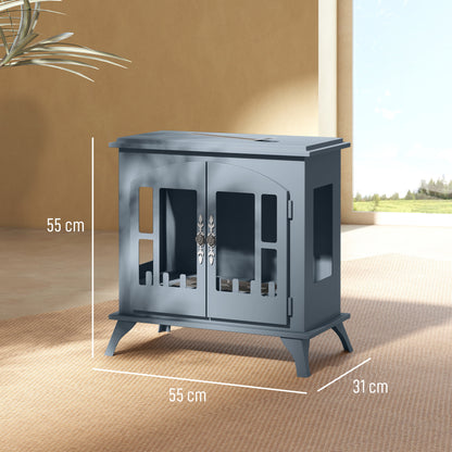 Ethanol Fireplace Stove Freestanding Bioethanol Fire, 0.9L Tank Grey