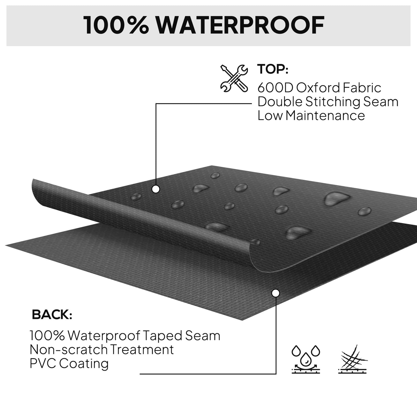 275x205cm Outdoor Furniture Protective Cover Black