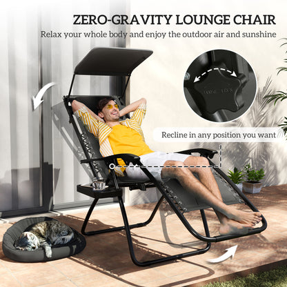 2 Pcs Zero Gravity Lounger Chair, Folding Reclining Chair, Black