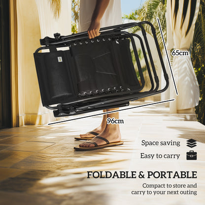 2 Pcs Zero Gravity Lounger Chair, Folding Reclining Chair, Black