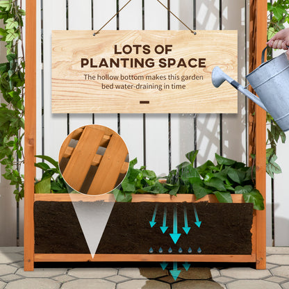 Raised Garden Bed with Arch Trellis, Garden Planter Box, Brown