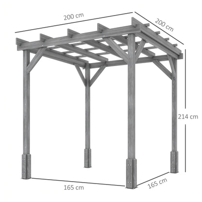 2 x 2m Wooden Pergola Kit, Garden Gazebo Shelter, Grey