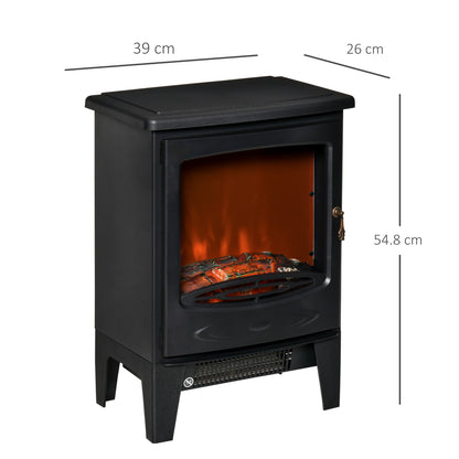 Freestanding Electric Fireplace Stove Heater W/ LED Flame Effect Black