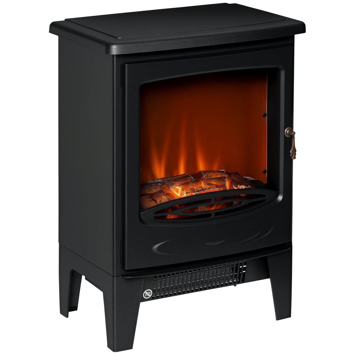 Freestanding Electric Fireplace Stove Heater W/ LED Flame Effect Black