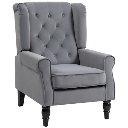 Accent Armchair Home Furniture Retro Tufted Club Fabric Light Grey
