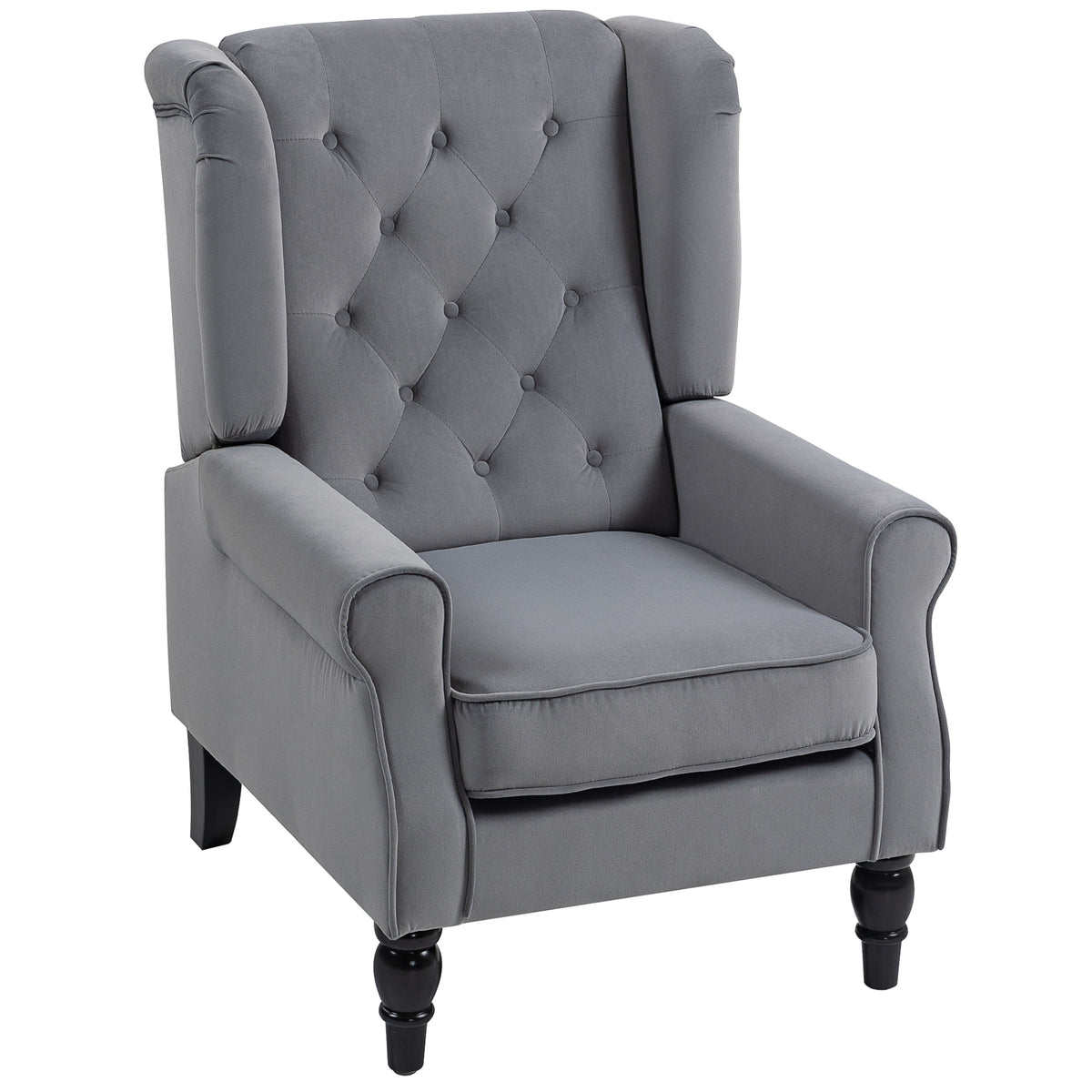 Accent Armchair Home Furniture Retro Tufted Club Fabric Light Grey