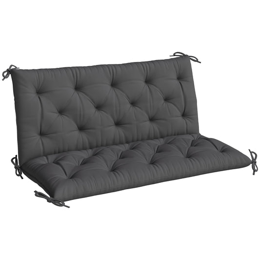 Garden Bench Cushion, Seat Pad with Ties, Black