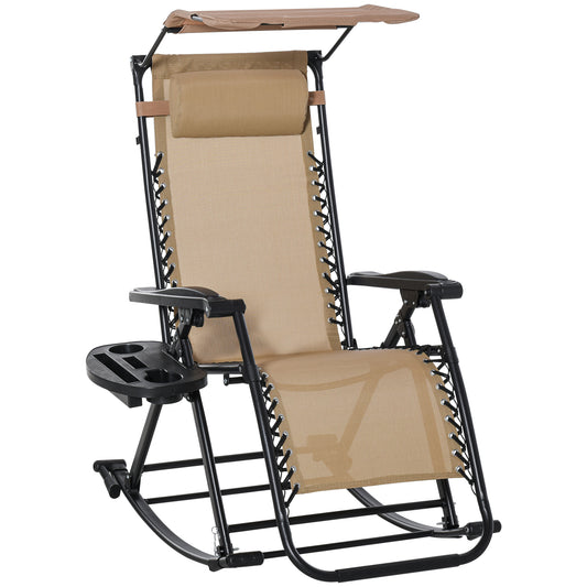 Folding Recliner Chair Outdoor Lounge Rocker Zero-Gravity Seat