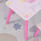 3-Piece Set Kids Wooden Table Chair with Crown Pattern Easy to Clean Gift for Girls Toddlers Age 3 to 8 Years Old Pink