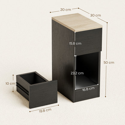 Bedside Tables Set of 2, Nightstands for Bedroom, Living Room, Black