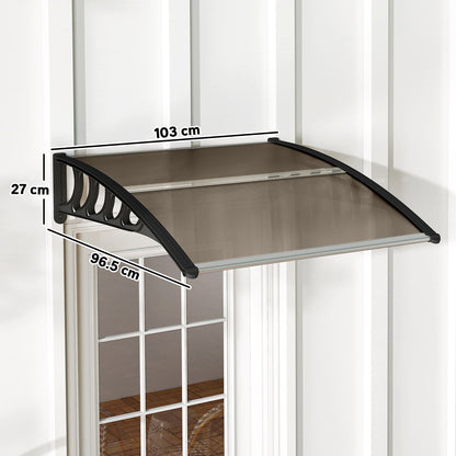 Door Canopy Outdoor Awning Rain Shelter for Window Porch, Brown